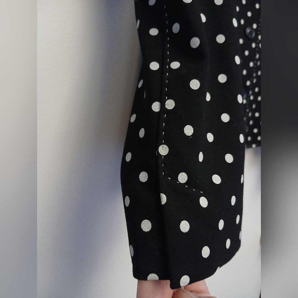 Marc Cain Black and White Polka Dot Knit Blazer.Size 4 - Picture 5 of 12
